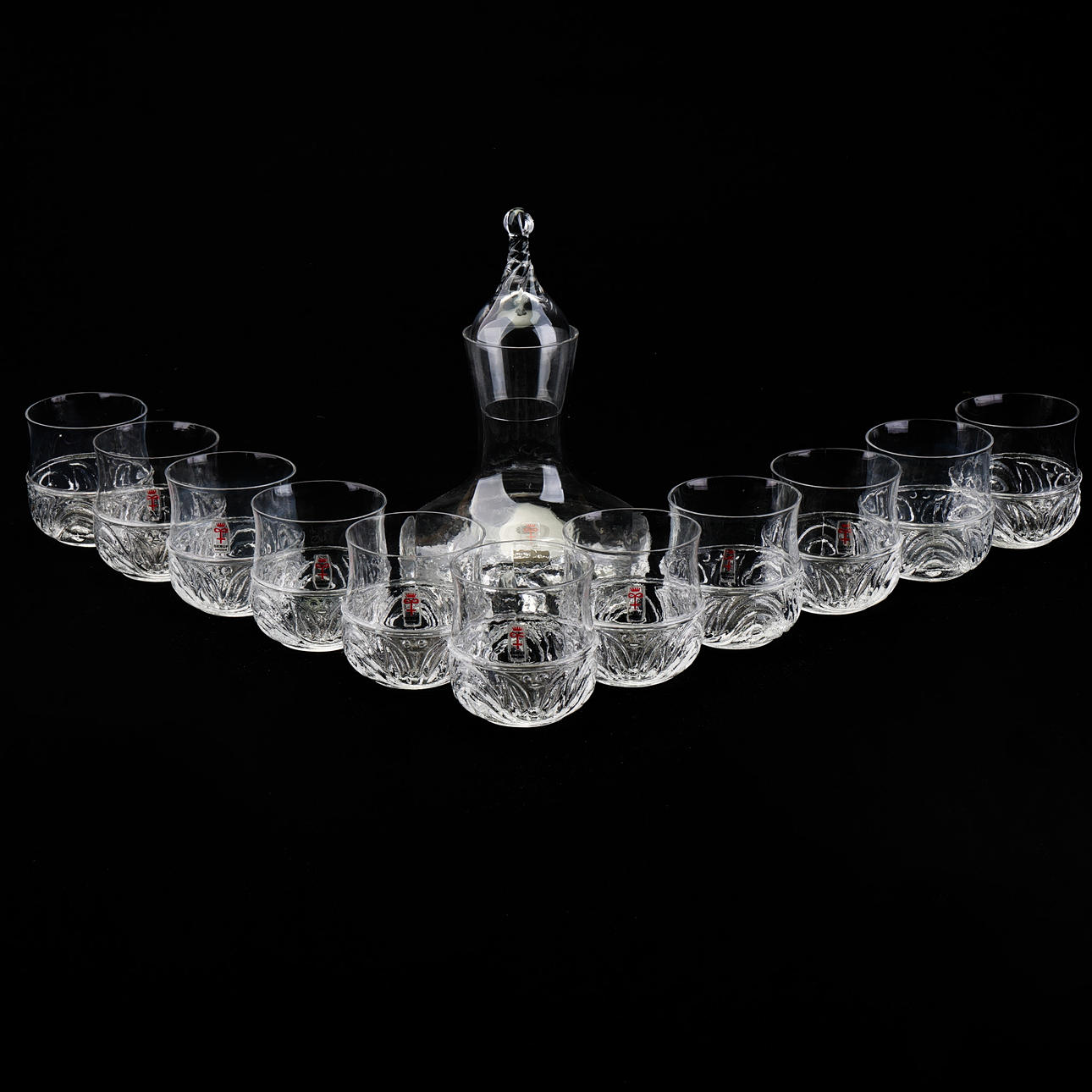 KARAFF samt DRICKSGLAS, 12 delar, Form Bengt Edenfalk Skruf.