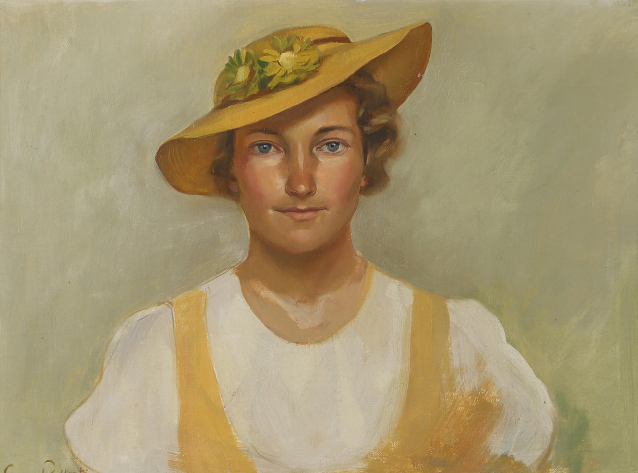 GUNNAR WALLENTIN. “Alice in a sun hat”, oil on panel, signed.