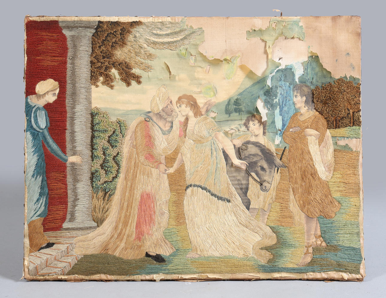 A REGENCY SILKWORK PICTURE.