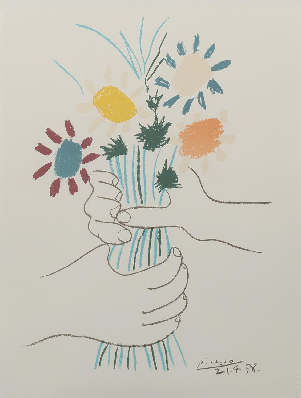 PABLO PICASSO. EFTER. ”Le Bouquet”, litografiskt tryck.