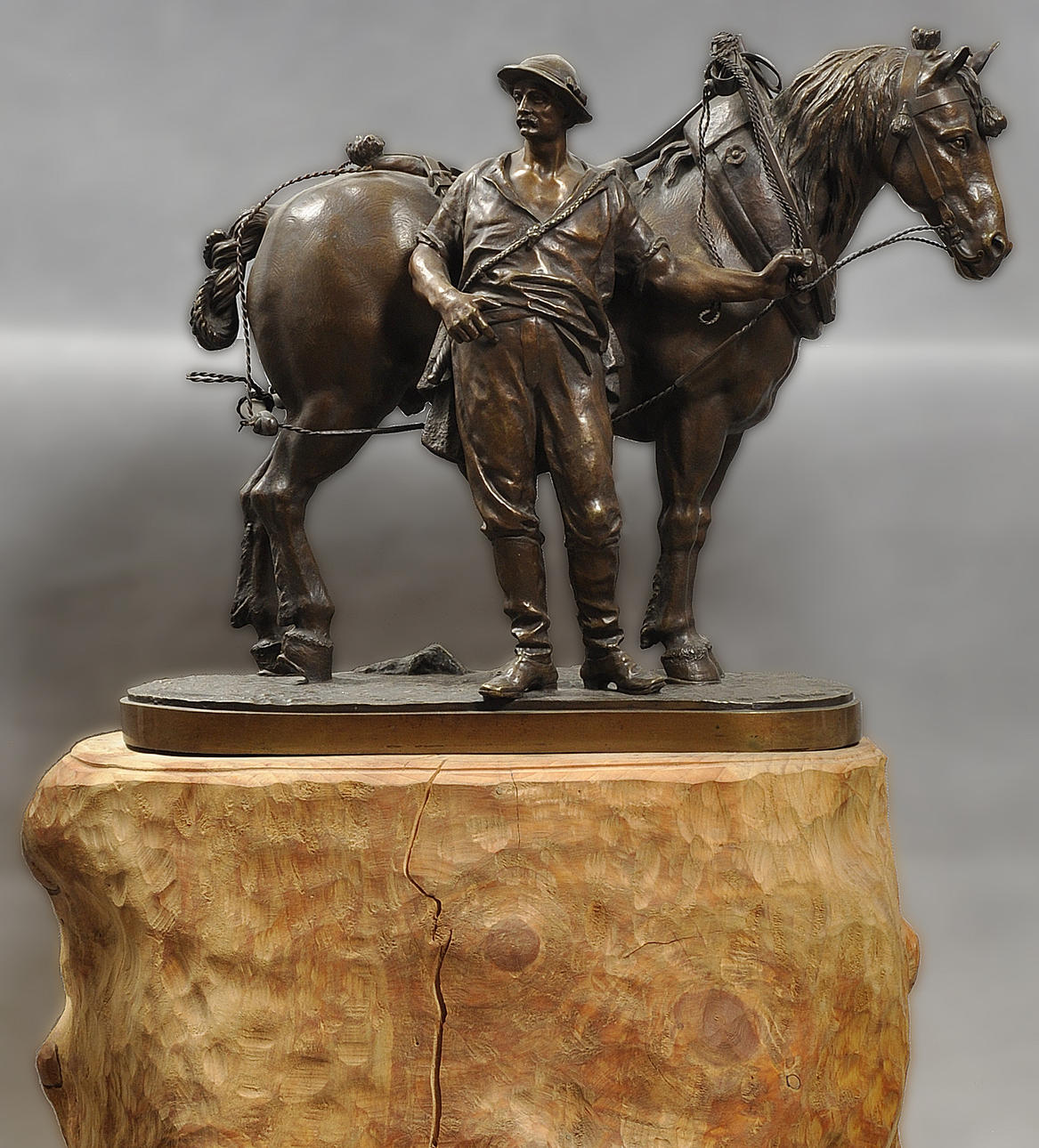 JULES HALKIN. 1830-1888 LÜTTICH (LIÈGE/BELGIEN). BAUER med häst.