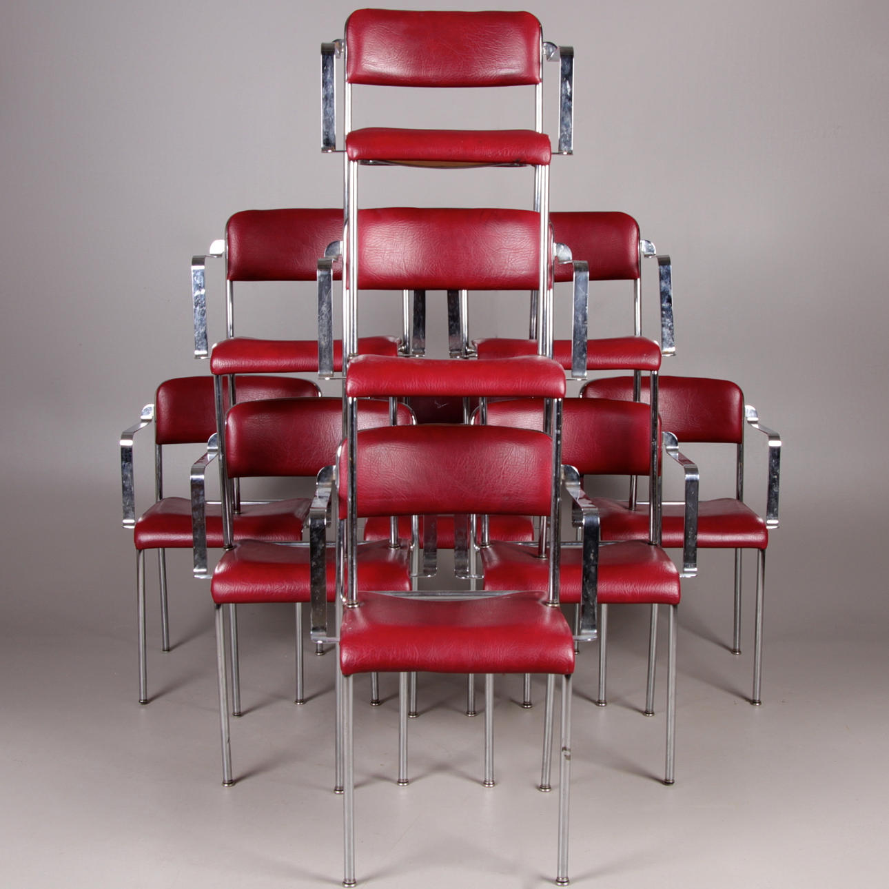 STOLAR, 10 st. Stål och galon, Åry Form, Nybro, 1900-talets andra hälft.