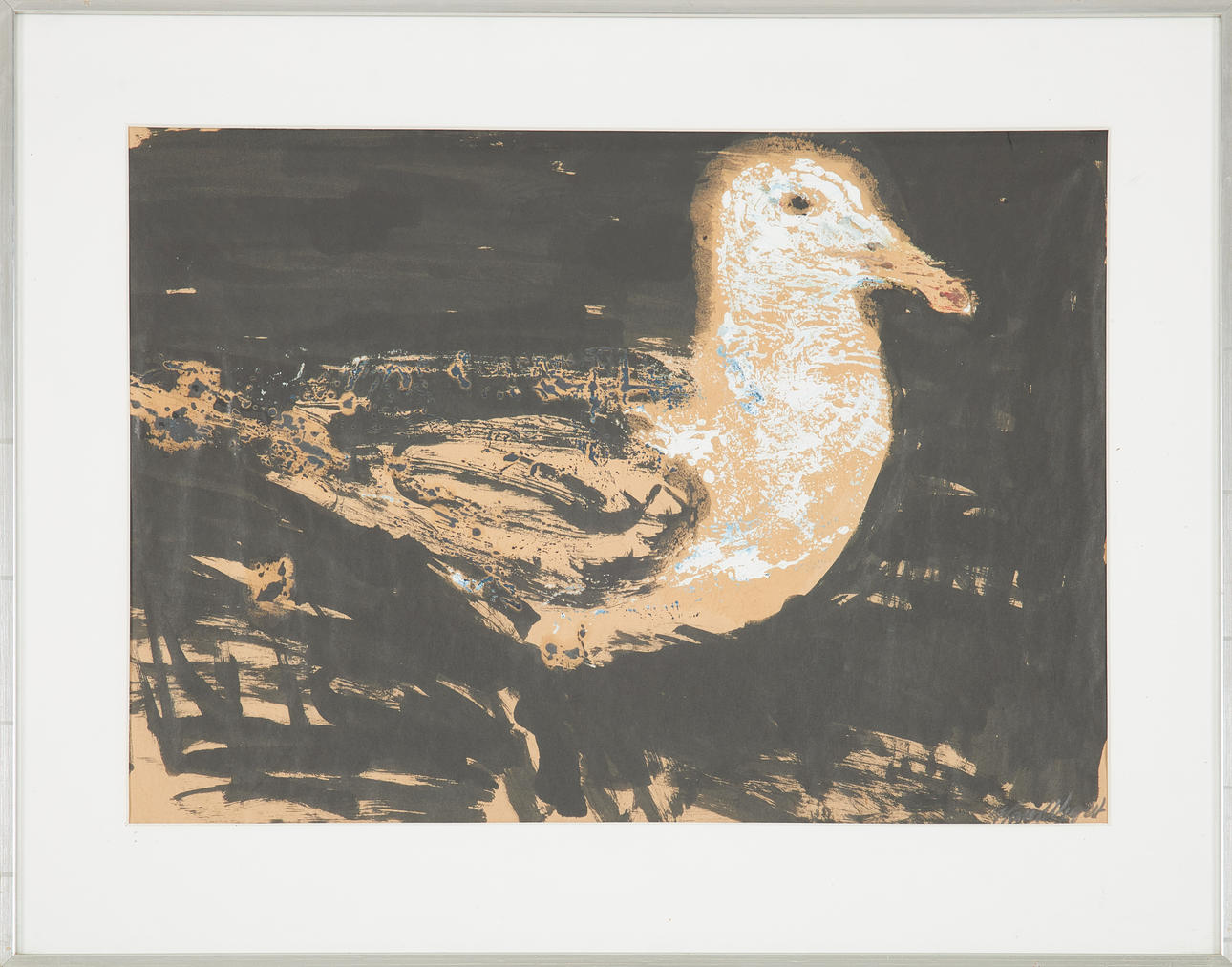 HANS WIGERT. “Seabird”, oil on paper, signed.