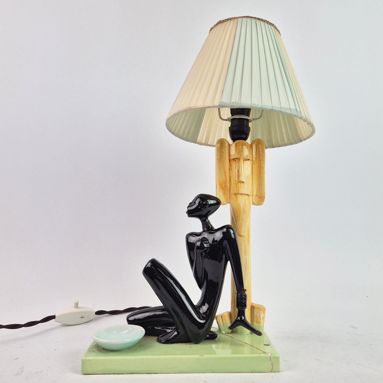 ITALIAN ART DECO FIGURAL CERAMIC TABLE LAMP.