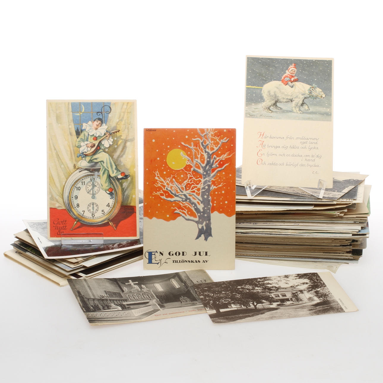 PARTI BREFKORT / VYKORT med mera, ca 200 st, bland annat Jenny Nyström, Einar Nerman, mestadels 1900-talets först hälft.