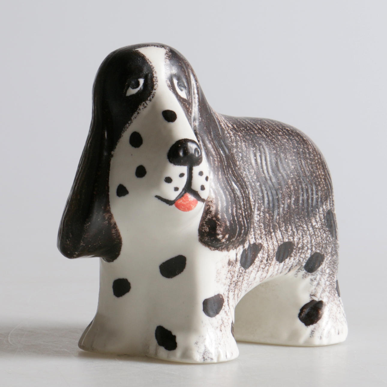 FIGURIN, stengods, spaniel, Lisa Larson Gustavsberg, 1996.