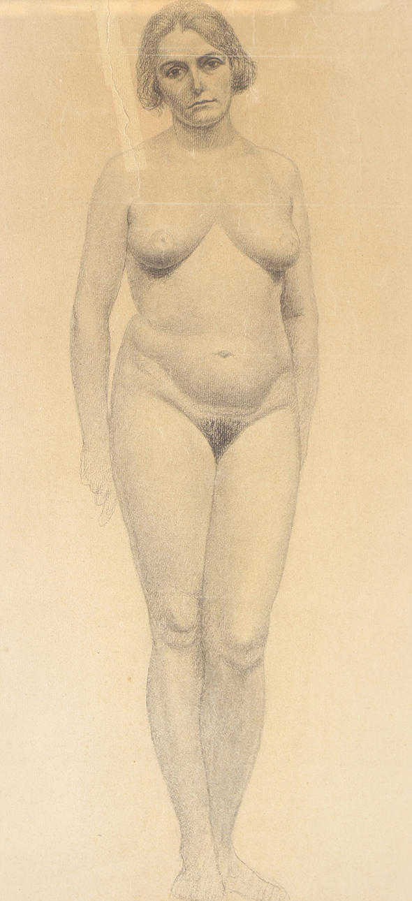 OIDENTIFIERAD KONSTNÄR. Women's study, drawing, unsigned.