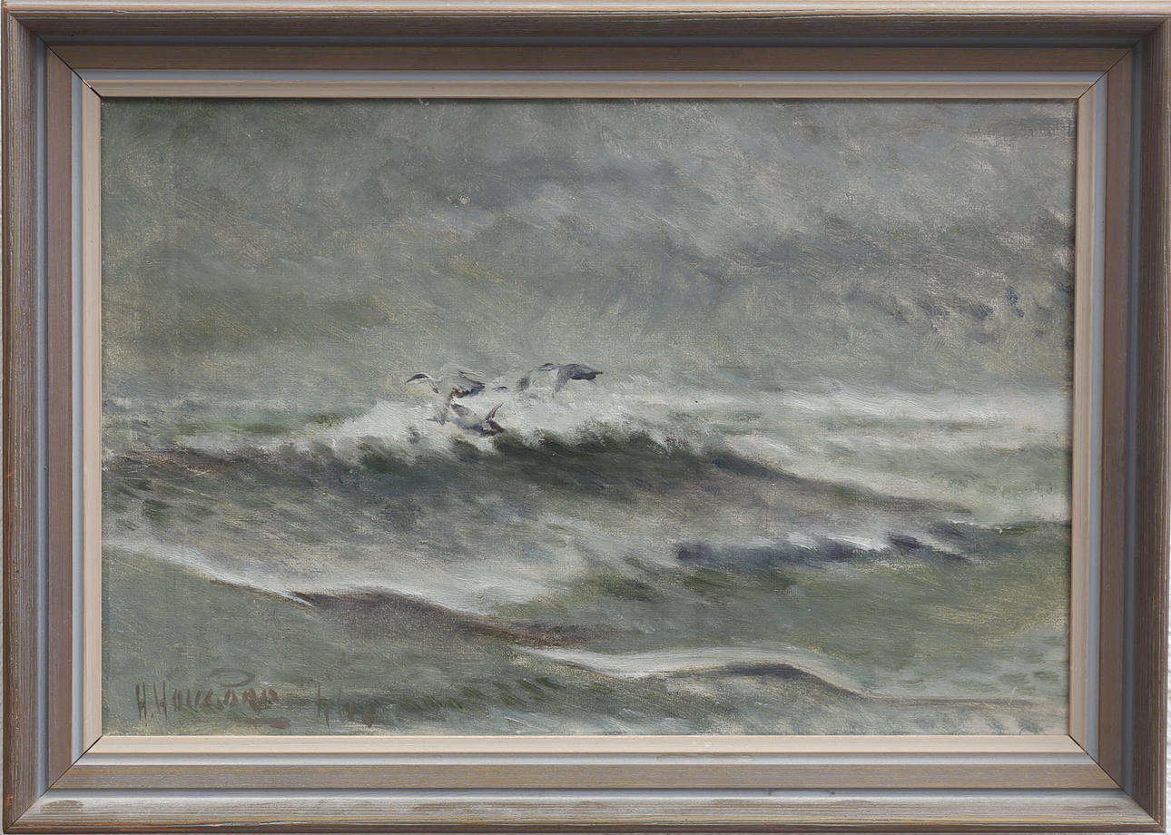 HENNING HOUGAARD. Ejdrar i flykt. Olja på duk, signerad.