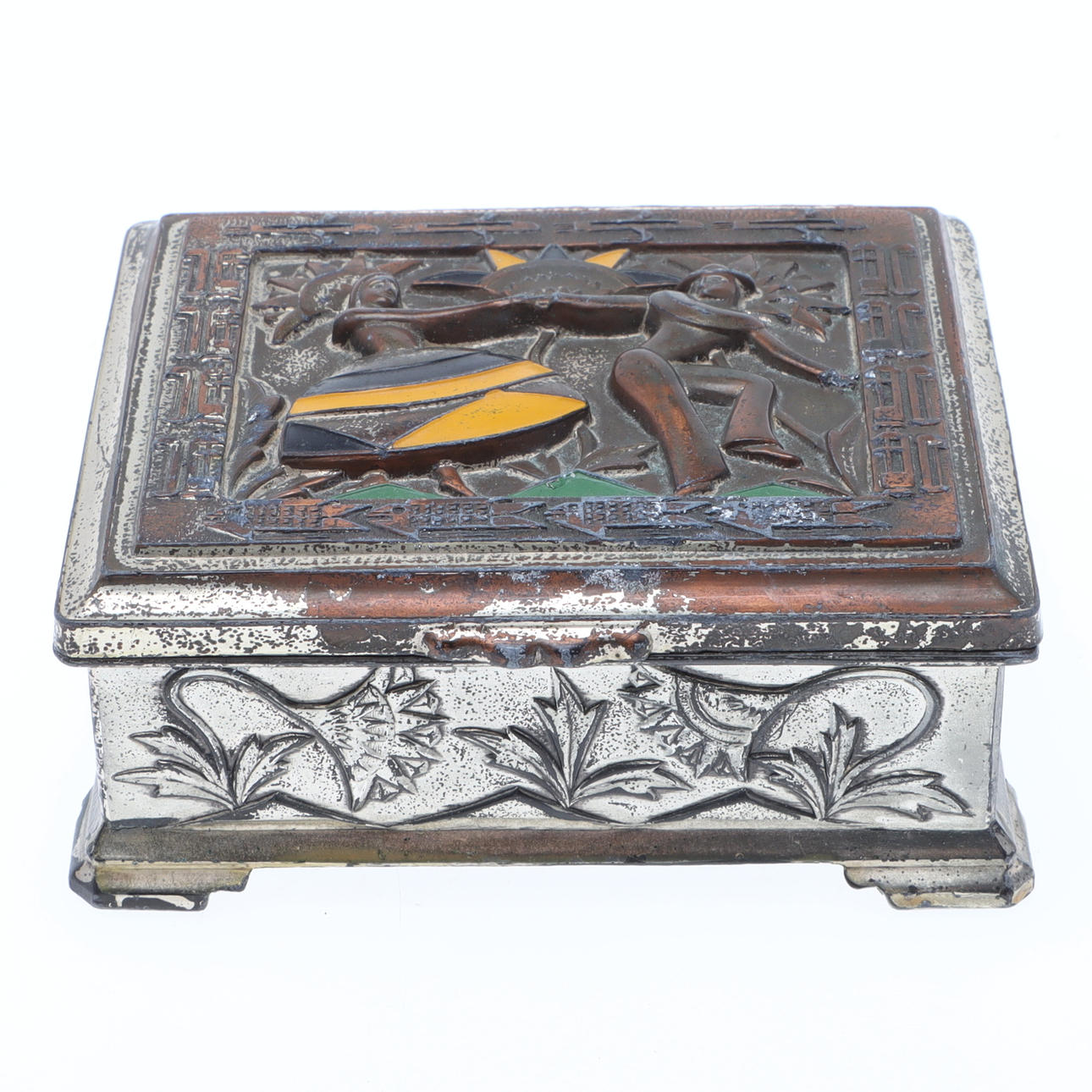 A cigarette case, silver plated, Japan, 1940s.