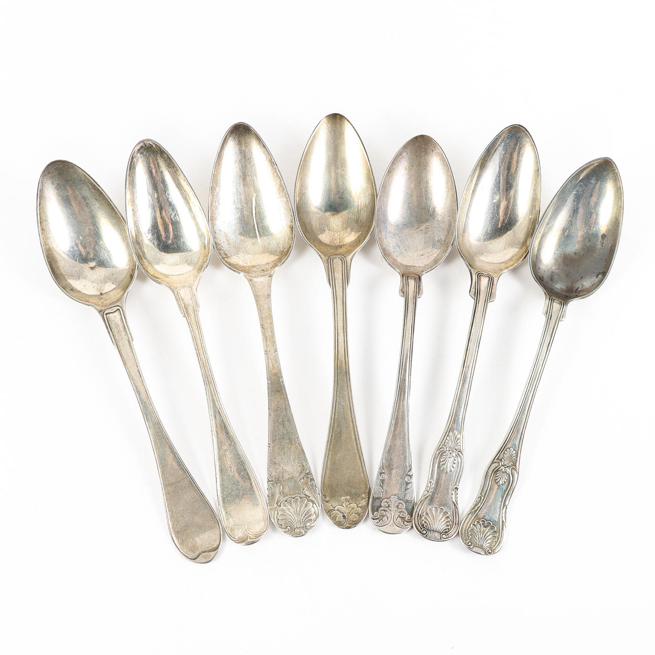 SPISESKEFULDE 7 stykker, sølv.