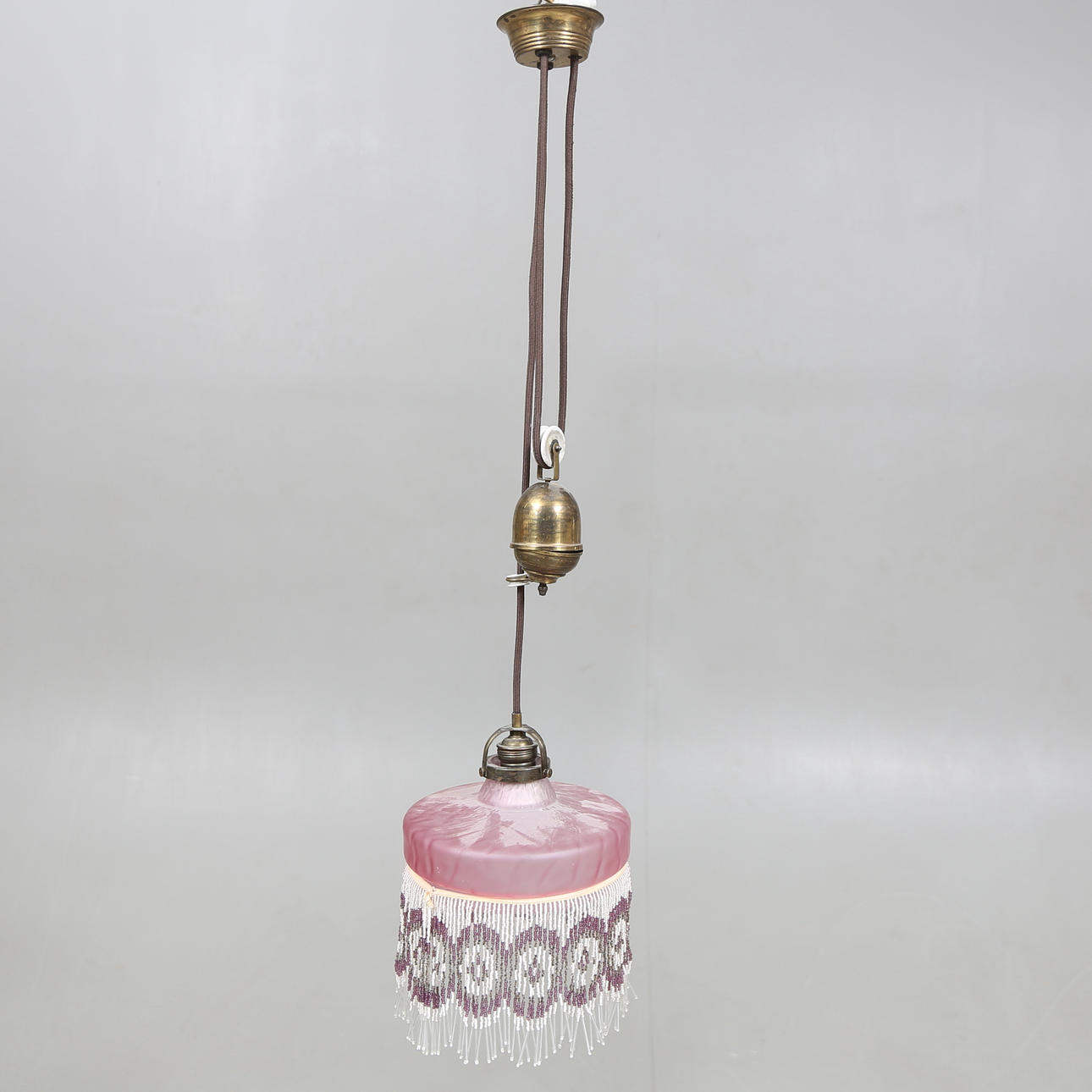 A ceiling lamp, so called “Pearl fringe lamp”, elevator model, first half of the 20th century.