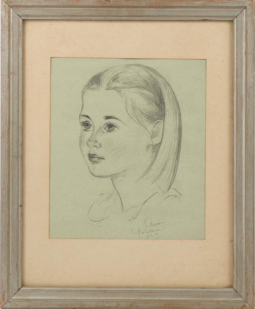 EINAR NERMAN. “Madeleine”, drawing, signed, dated July 59.