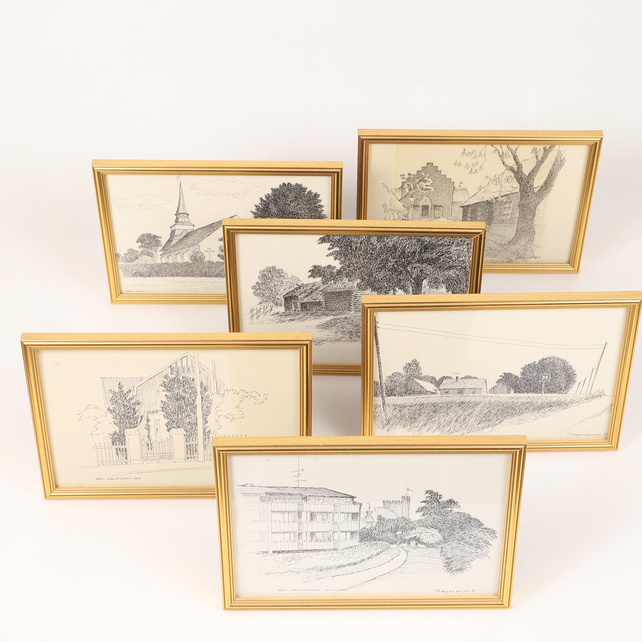 GÖRAN SEGERGREN. Kuviot, 6 kpl, Helsingborgin aihe.