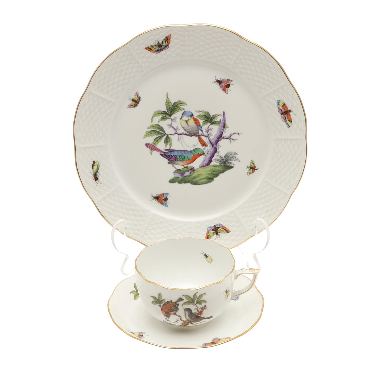 EIN HEREND ROTHSCHILD-VOGELMUSTER-TRIO.