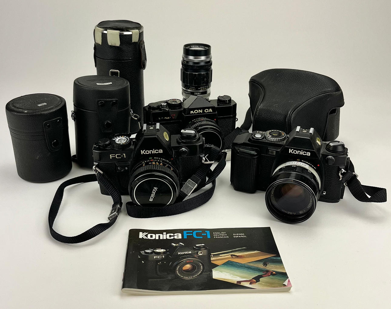 CAMERAS, 3 pcs, Konica with lens.