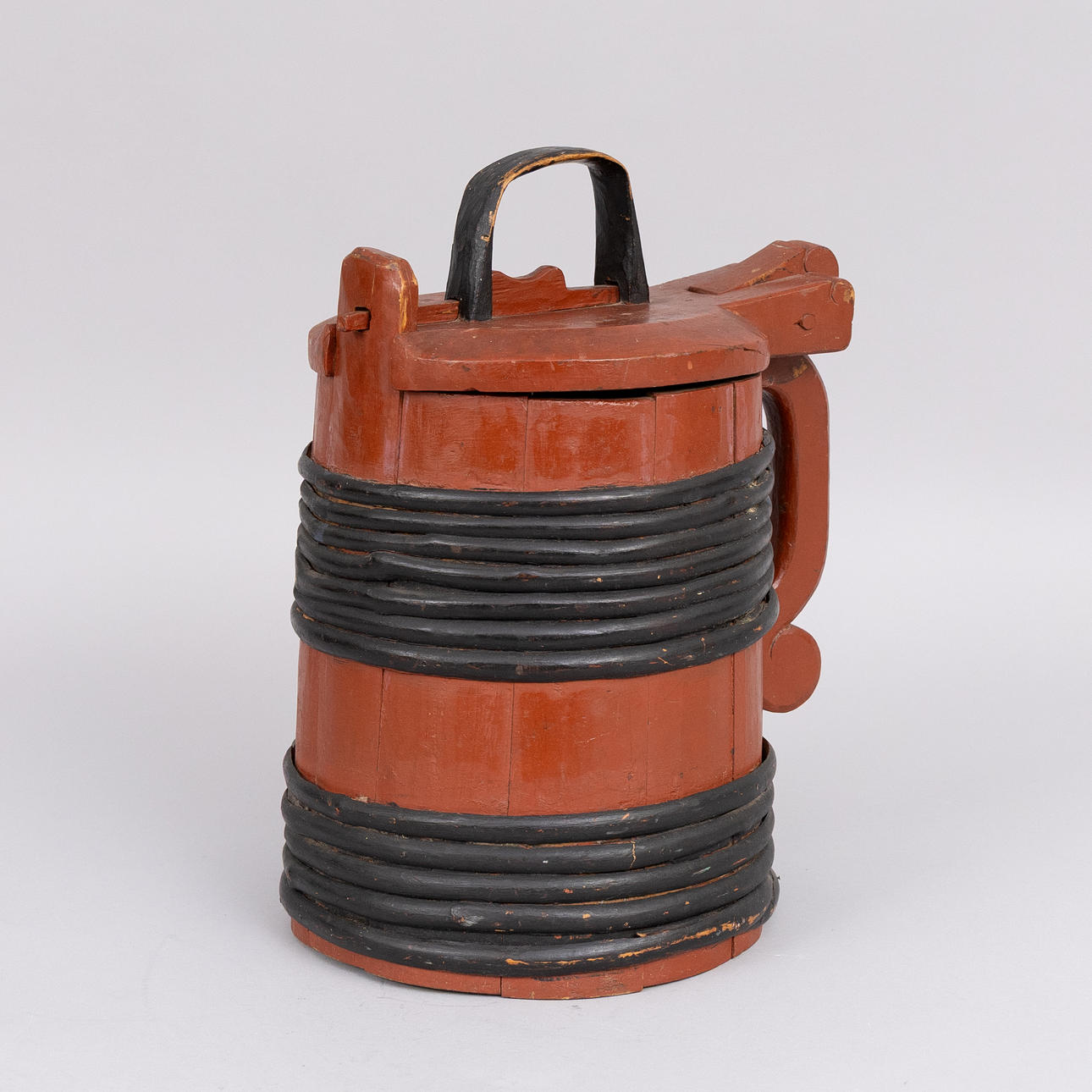 A 19th century painted wooden pole.