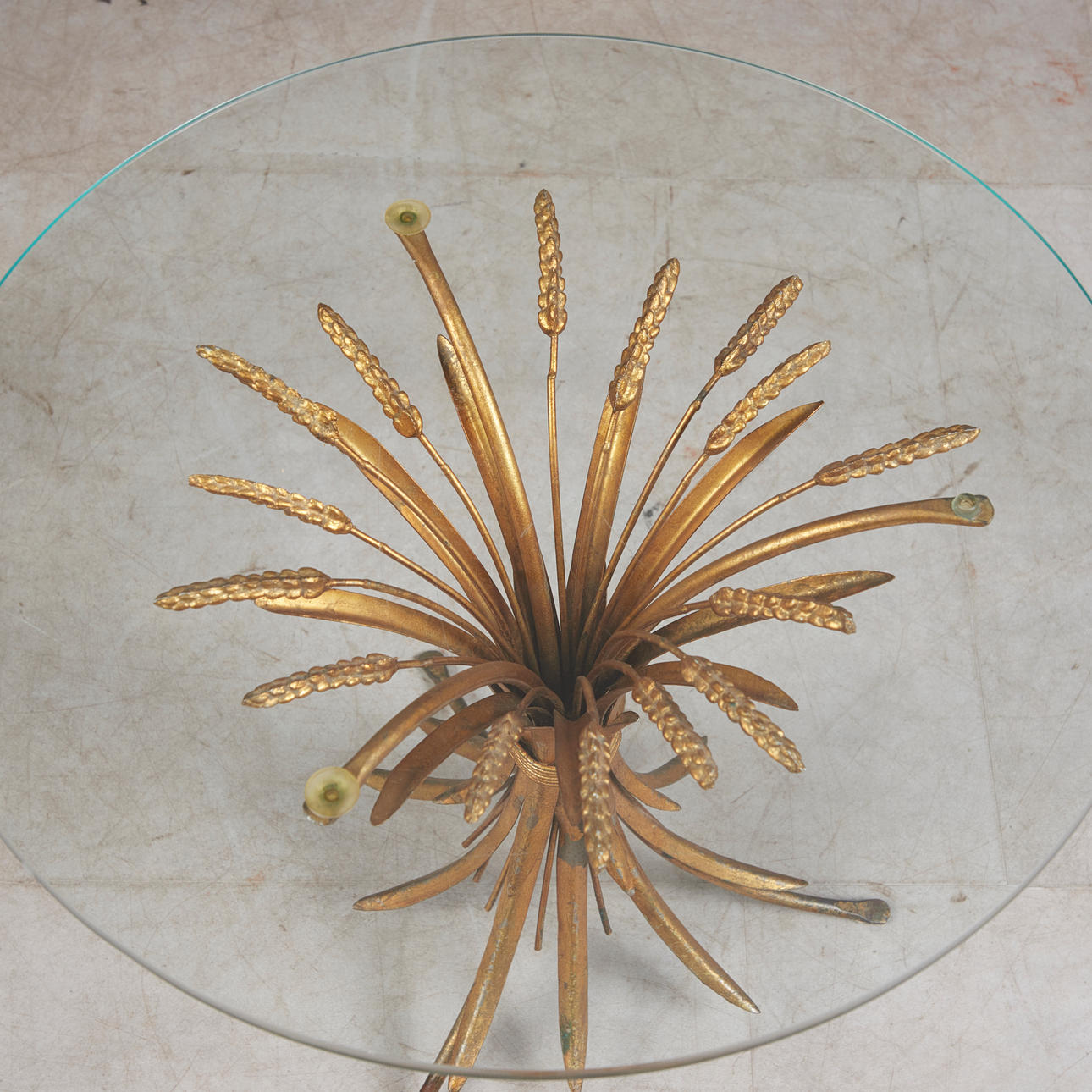 Sidebord/'Coco Chanel bord', messing, glas, 1950'erne, Frankrig.