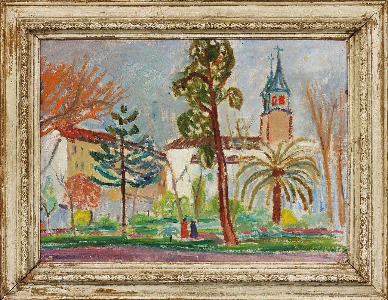 RAGNWALD MAGNUSSON. Stadsmotiv, olja på duk, sign.