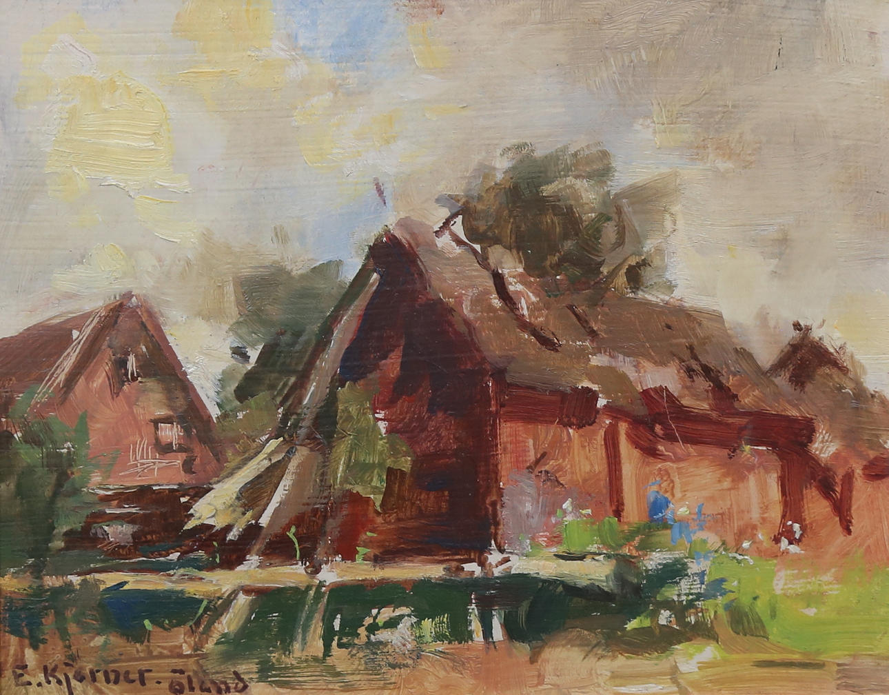 ESTHER KJERNER. “Öland”, oil on panel, signed E. Kjerner.