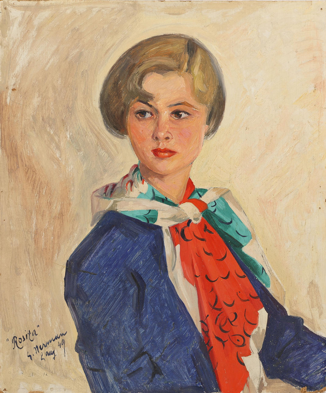 EINAR NERMAN. “Rosita”, oil on canvas, signed and dated 2 Aug 49.