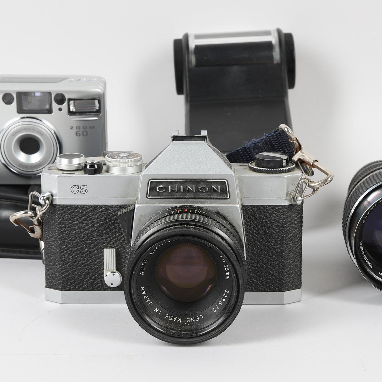 KAMERA, Chinon og Zoom 60, objektiv og flash.