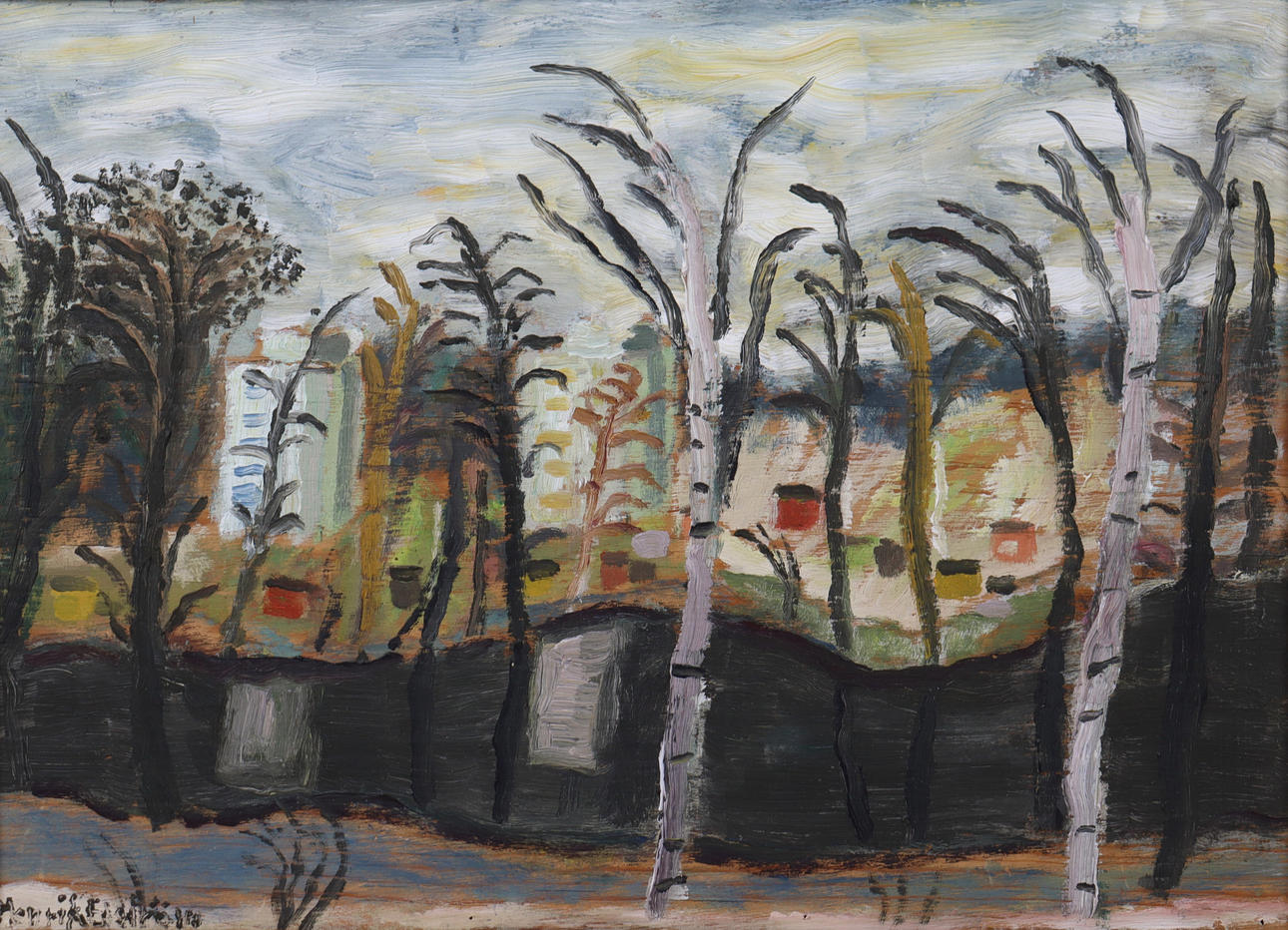 HENRIK EDSTRÖM, oil on panel, birches.