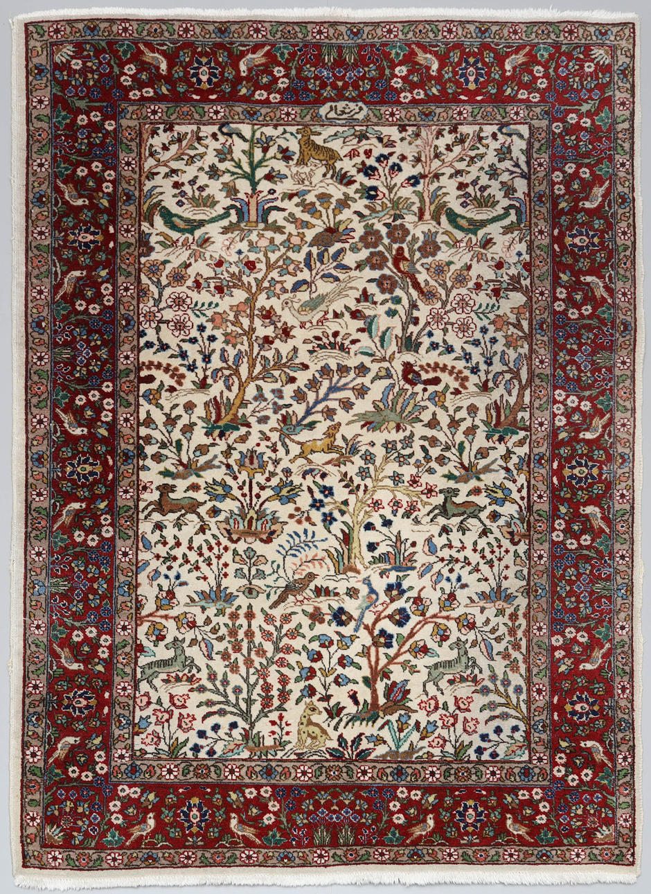 ORIENT RUG, Tebris, figural, hand-knotted, wool.
