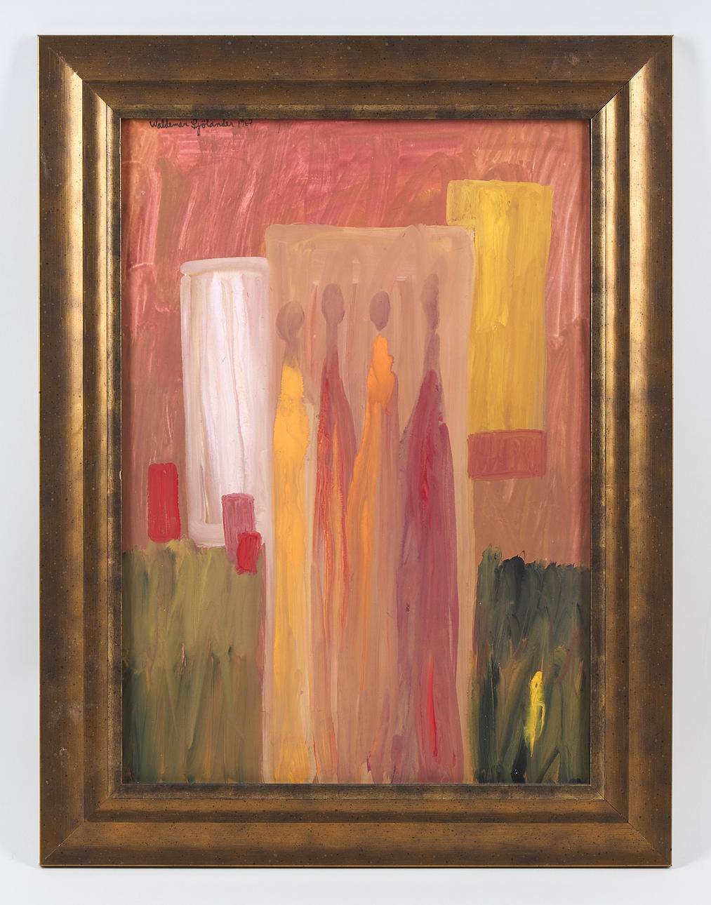WALDEMAR SJÖLANDER. Figures, signed and dated 1967, gouache.