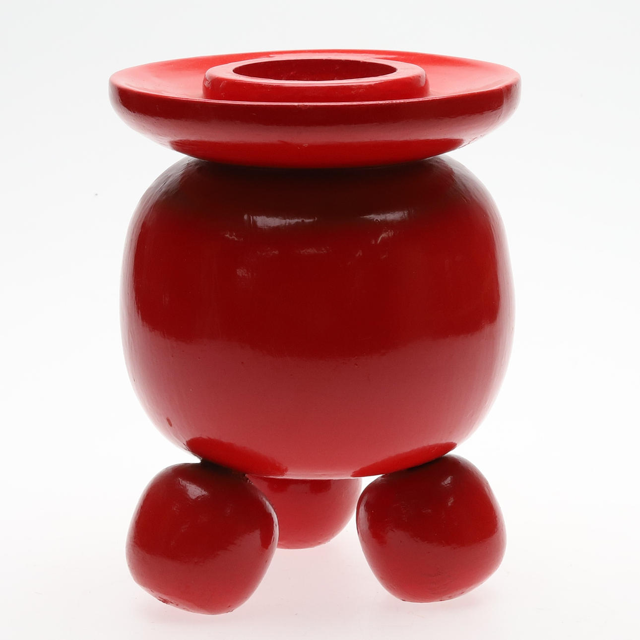 LARGE BALL STAKE. Painted wood, marked HB -80.