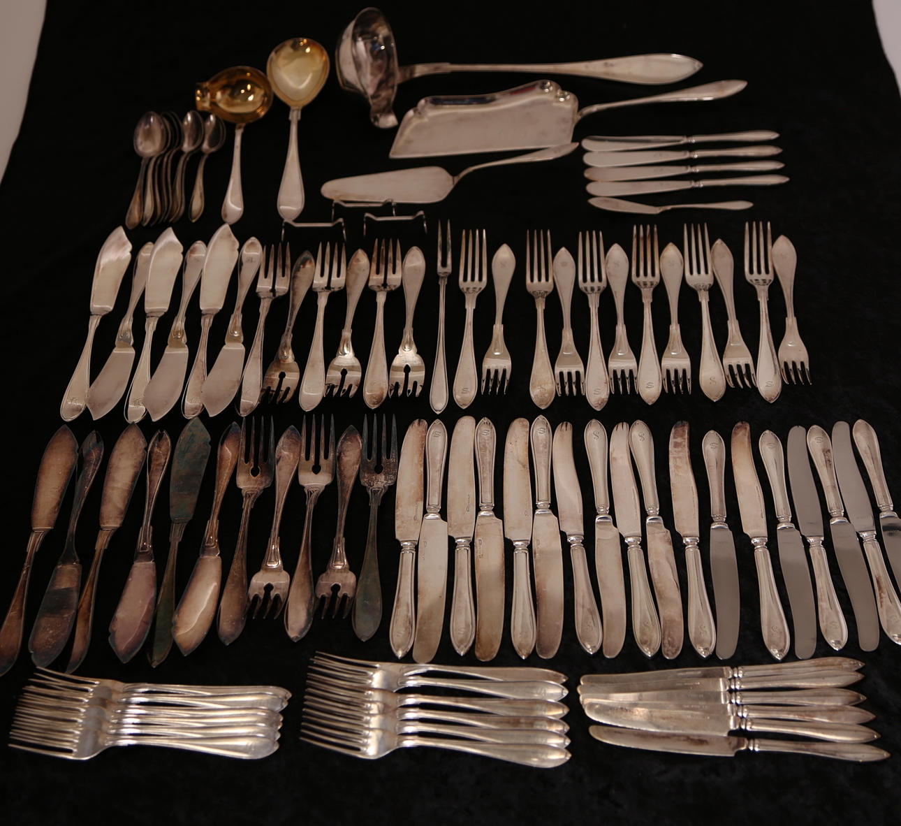 BESTICKSERVIS, 93 delar, nysilver, svenska modellen, 1900-tal.