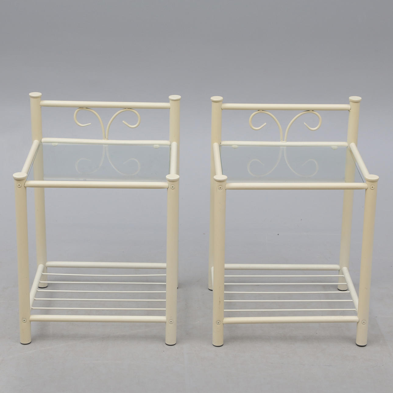 NATTDUKSBORD, 2 st, metall/glas.