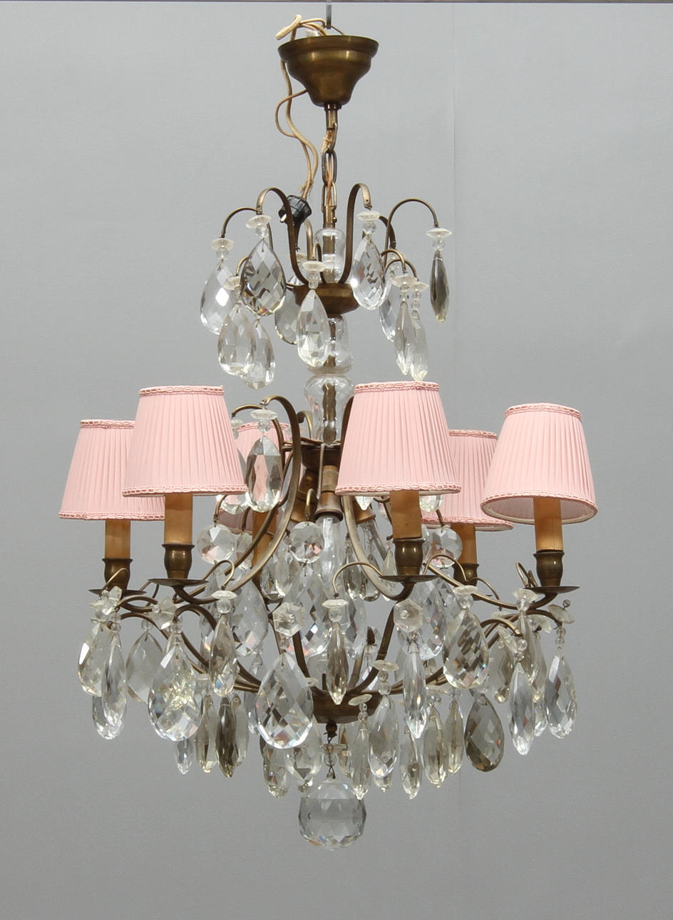 LJUSKRONA, 6 st ljusarmar, rokokostil, 1900-tal.