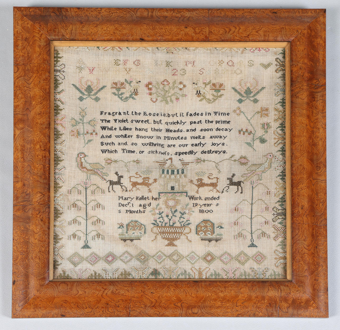 A GEORGE III NEEDLEWORK SAMPLER DATED 1800.