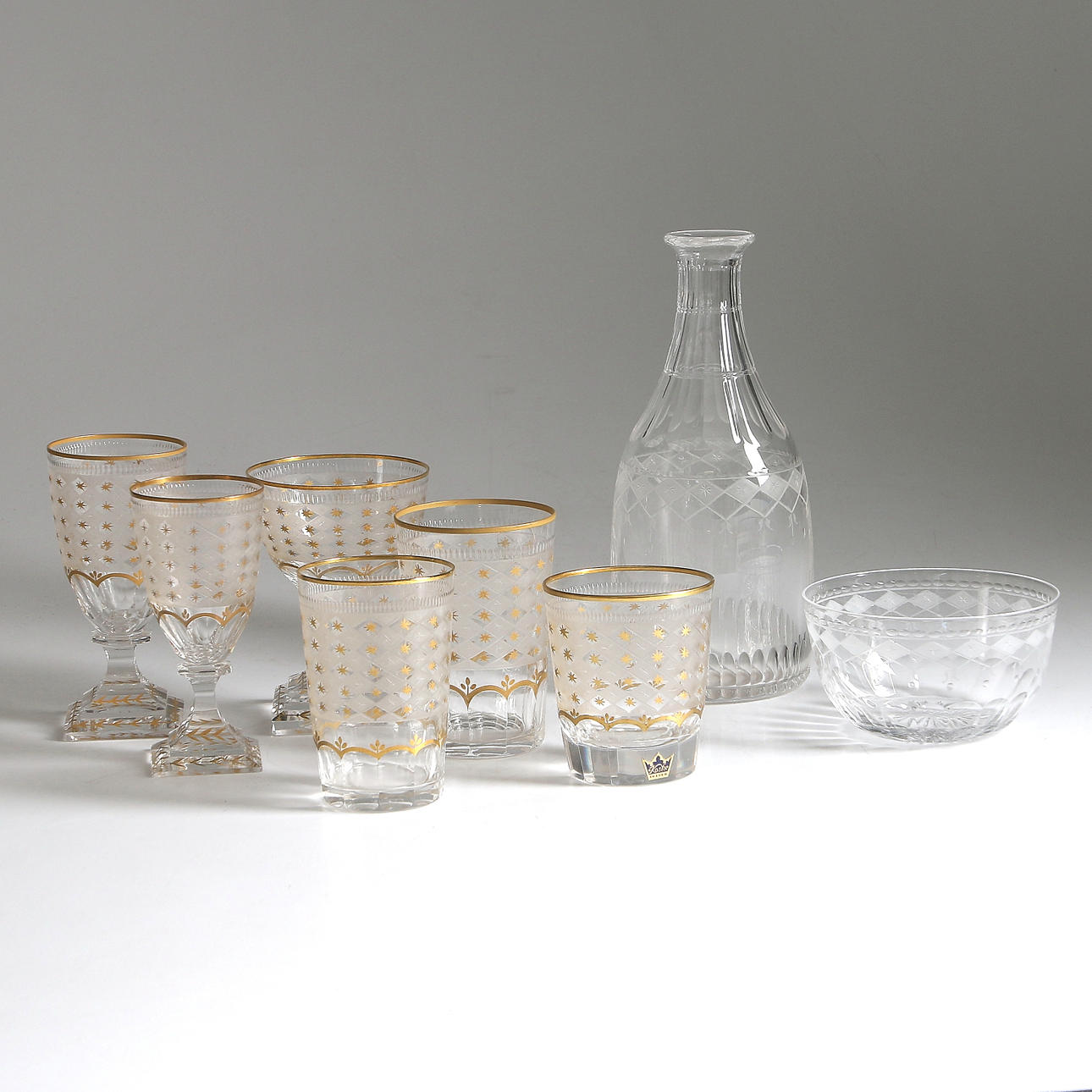 GLASSERVISDELAR, 28 delar, "Odelberg", Kosta, 1900-talets första hälft.