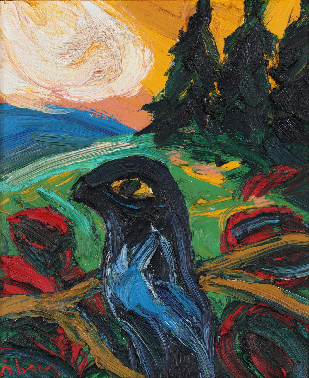 BENGT ÅBERG. Bird, oil on canvas, signed.