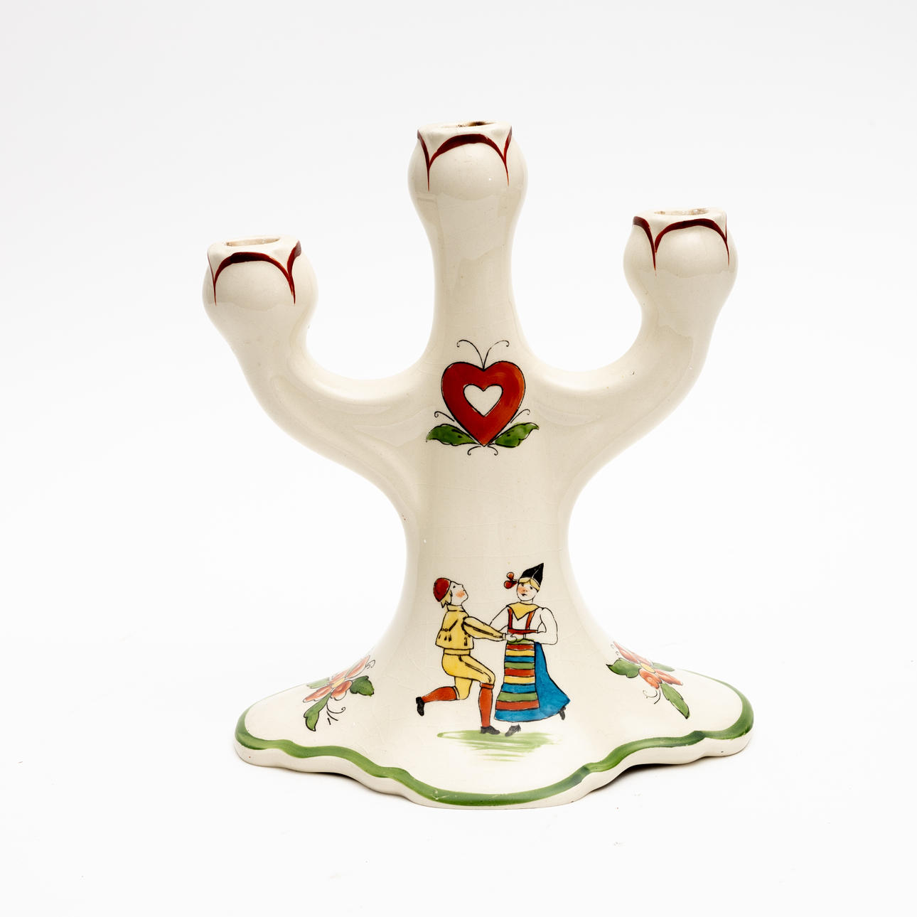 KANDELABER, fajans, "Daladansen", Rörstrand. 1900-tal.