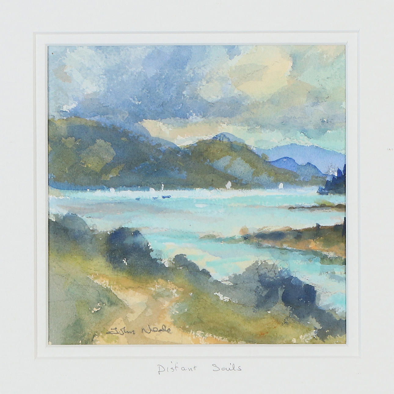 JOHN NEALE. Watercolor. “Distant Sails”. Signed.