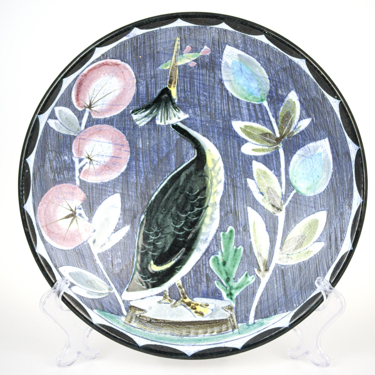 A ceramic dish, pattern in the form of birds and flowers, Tilgmans, second half of the 20th century.