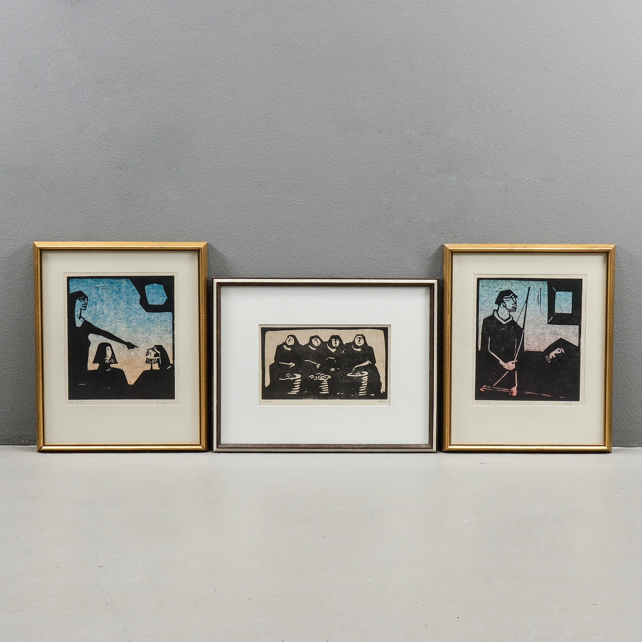 ÅKE HOLM 3 Holzschnitte, signiert.