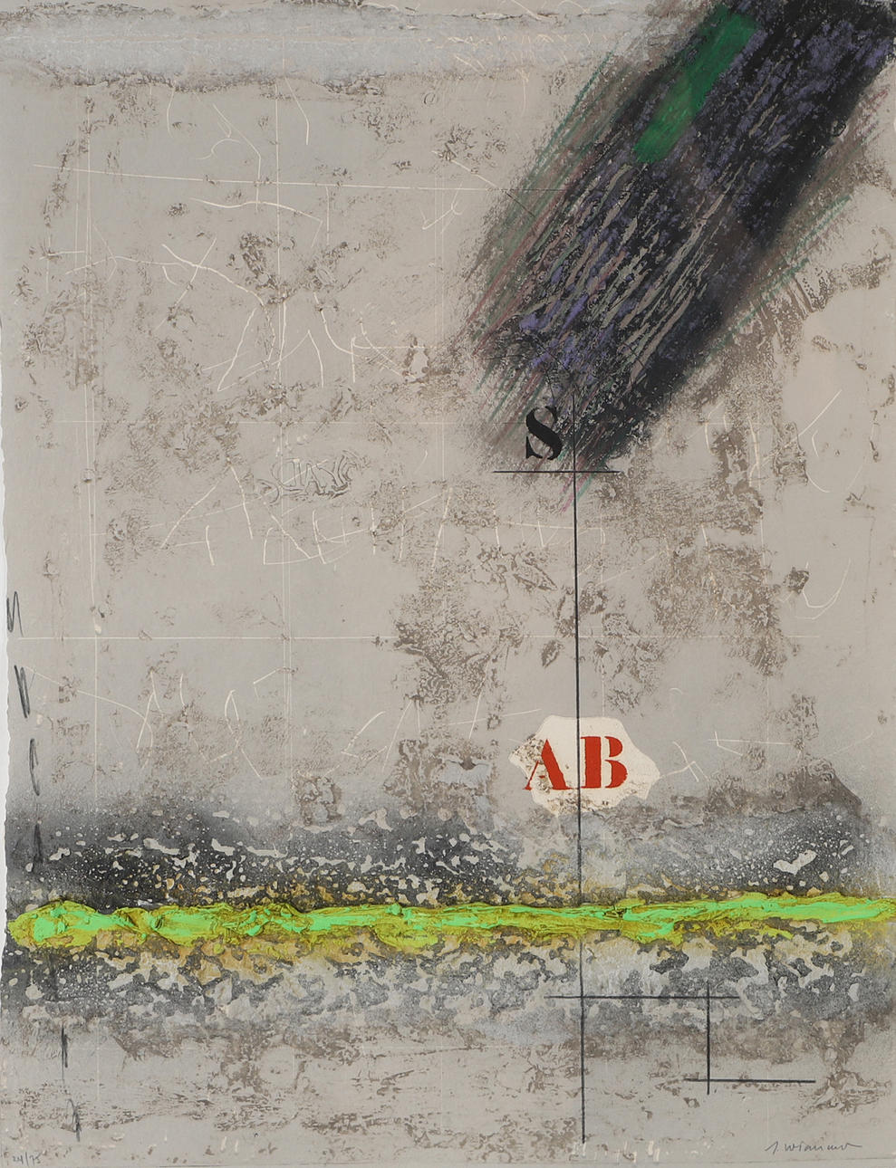 JAMES COIGNARD. Composition, lithograph in colours, signed.