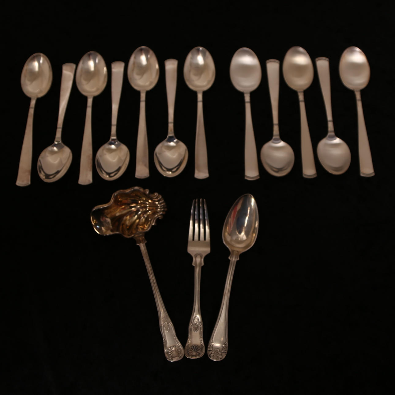 BESTICK, 15 delar, silver, vikt = 615 gram, 18-/1900-tal.