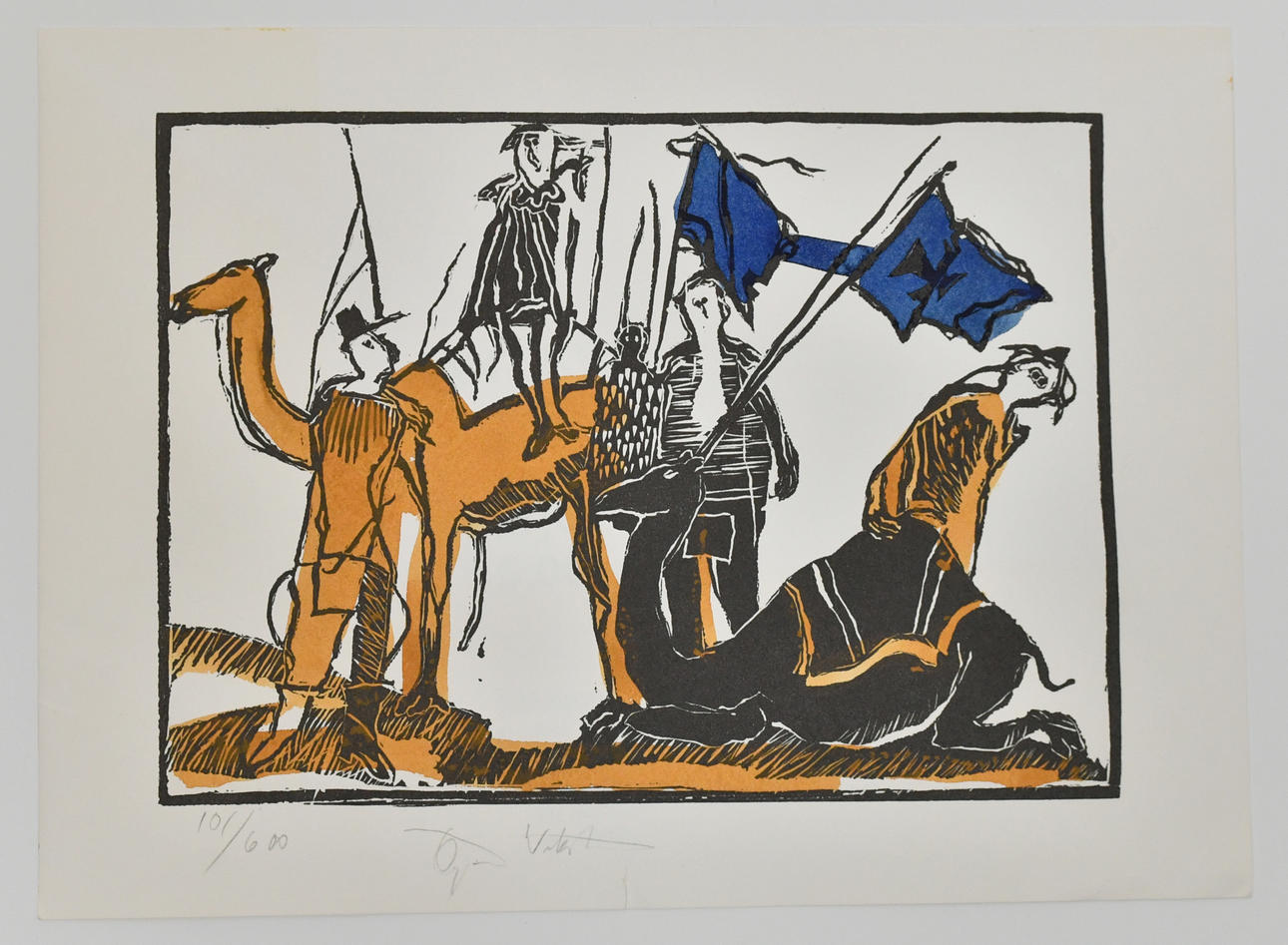 ÖRJAN WIKSTRÖM. Color lithography. Camels. No 101/600.