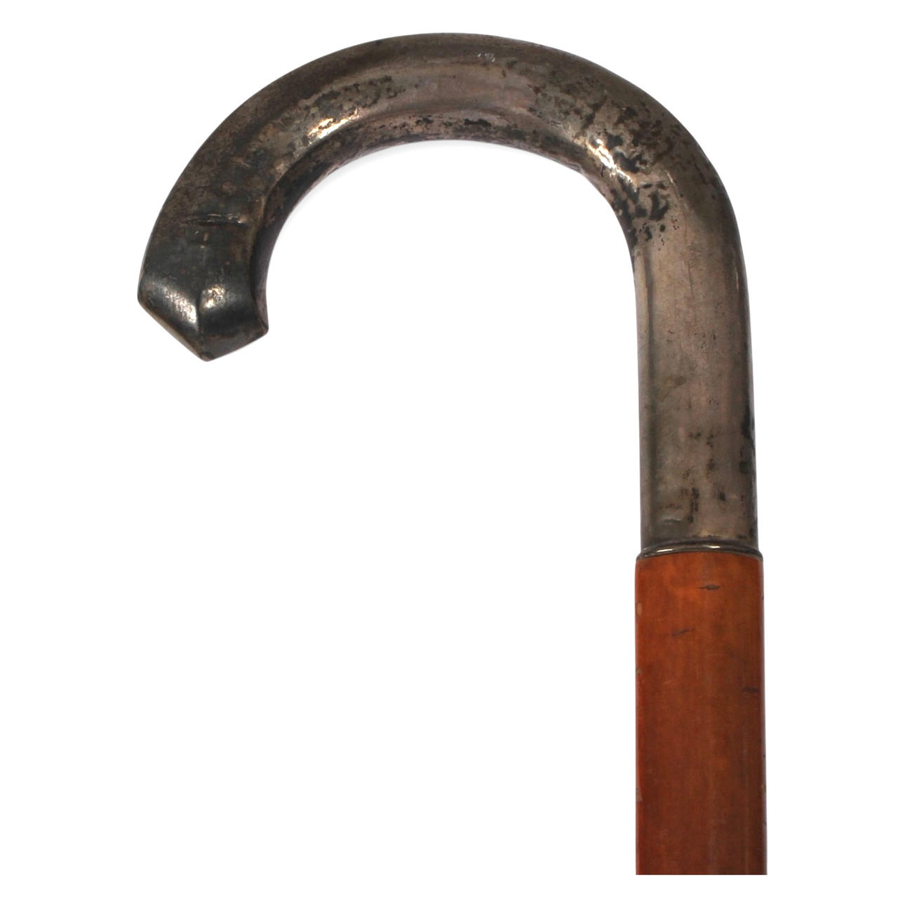 CANE WITH SILVER CRUTCH.