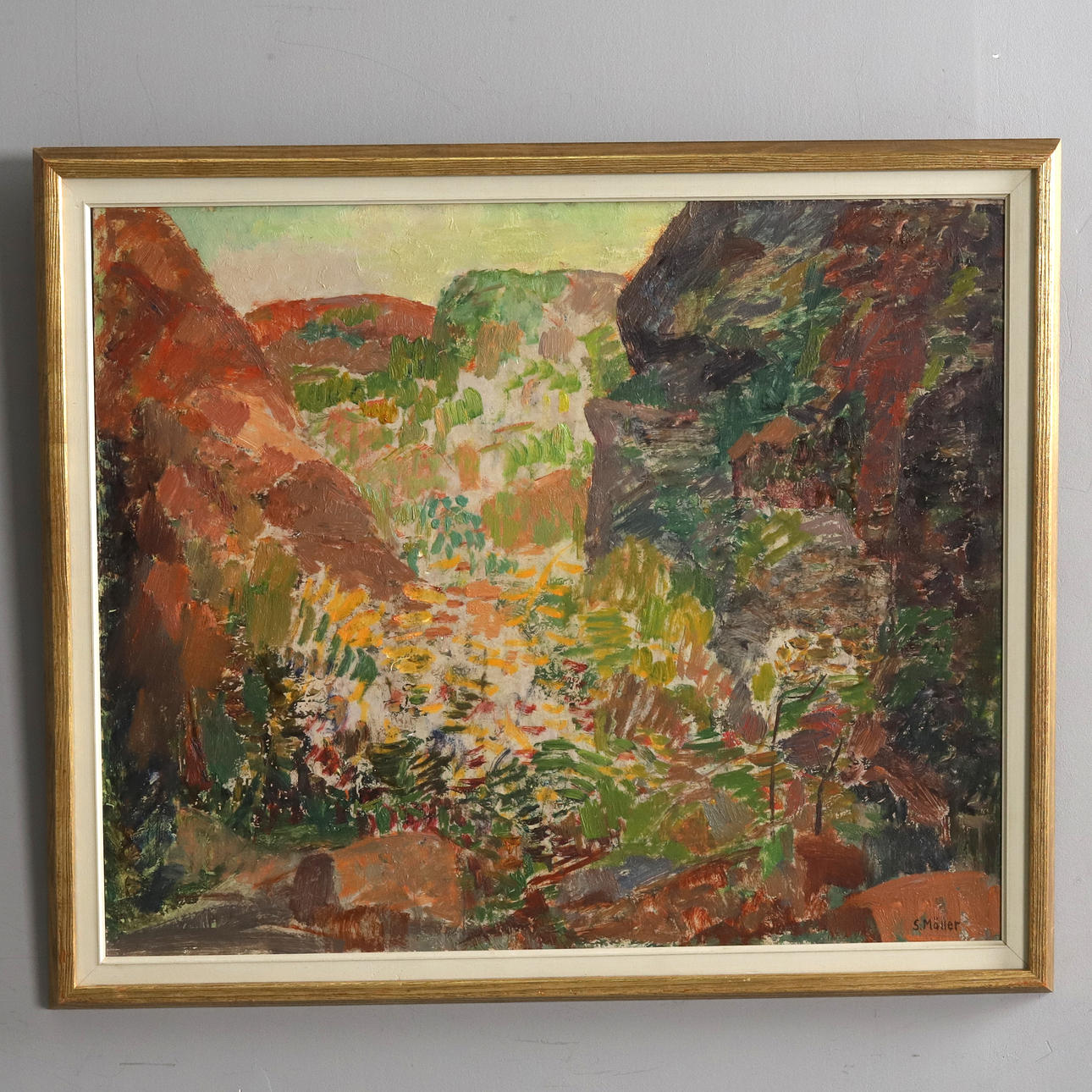SIGURD MÖLLER. OIL ON PANEL, mountain landscape, signed.