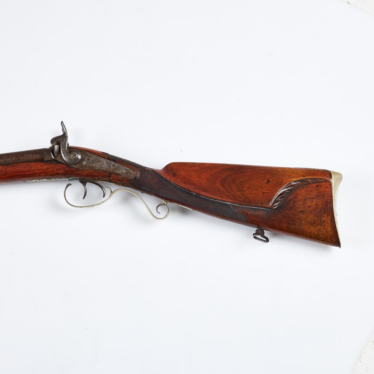 PERCUSSION LOCK RIFLE. 19th century, double-barreled, damask pipes ...