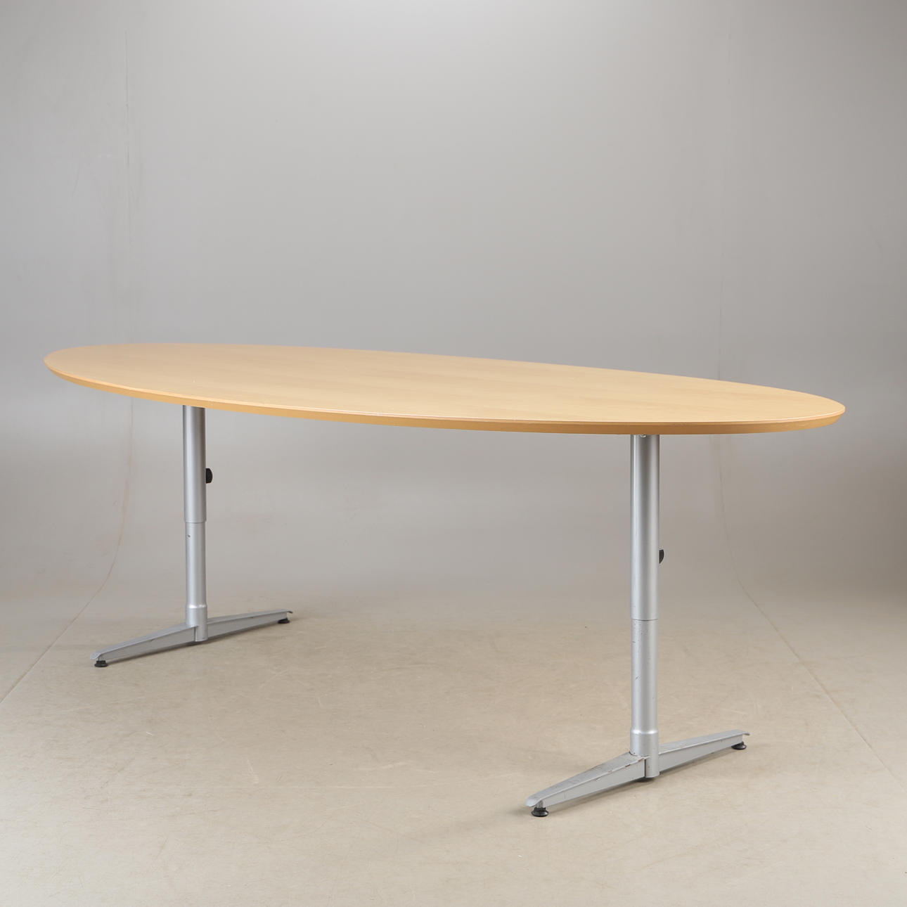 CONFERENCE TABLE, beech and metal, 1900/2000s.