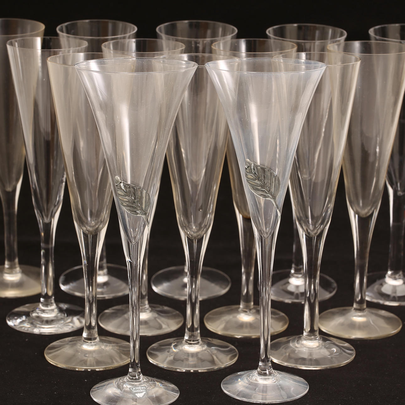 CHAMPAGNE GLASSES, 14 pieces, Orrefors.