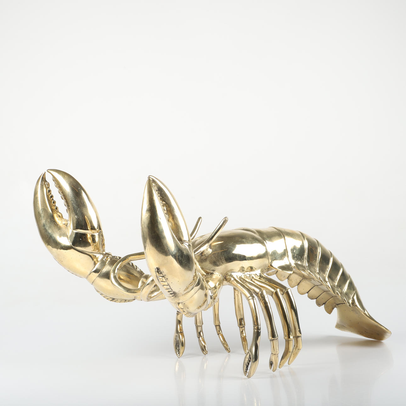 SCULPTURE, lobster, gilt bronze.