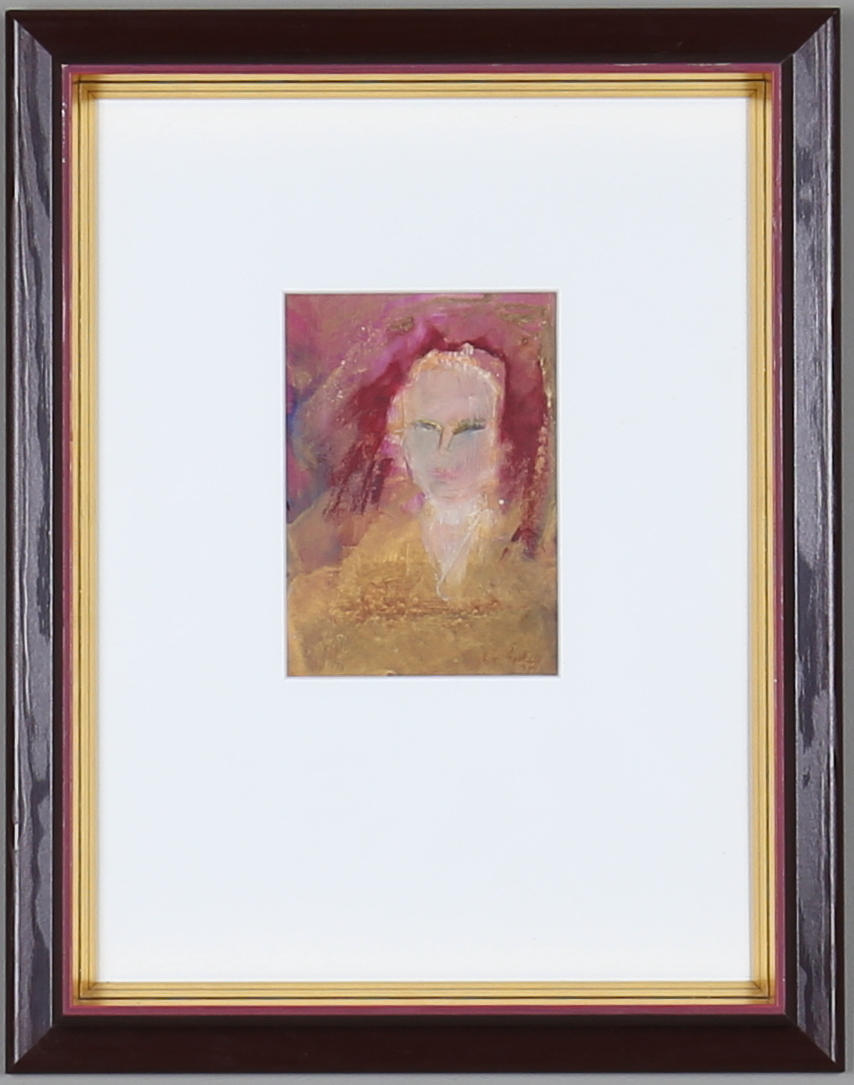 AGNETA VON KOSKULL. "Självporträtt", äggtempera, signerad.