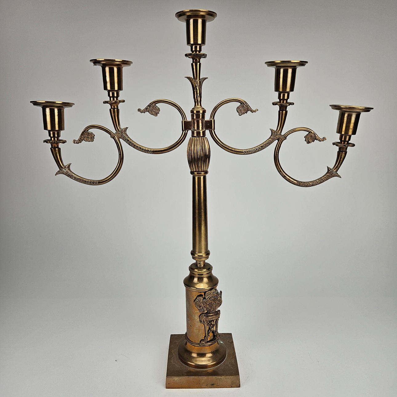 A brass candelabra, Empire style, 20th century.